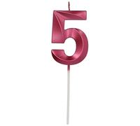 Folat 24245 Bougie Numéro - Bougie Glamour Chiffre 5 Rose Métallique - Bougies de Gâteau pour la décoration de D'anniversaire, Anniversaire, Happy Birthday, Anniversaires de Mariage, Gâteau de Mariage