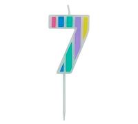 Folat 24267 Numéro Pastel Chiffre 7 Multicolore-Bougies décoration de D'anniversaire, Happy Birthday, Anniversaires, Gâteau de Mariage