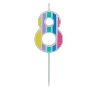 Folat 24268 Numéro Pastel Chiffre 8 Multicolore-Bougies décoration de D'anniversaire, Happy Birthday, Anniversaires, Gâteau de Mariage