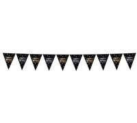 Folat 25049 Decoration Party Anniversaire Noir Or Argent Bannière de Drapeaux - Shining Glam - 4 mètre