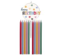 Folat 26870 Décoration blanche avec étoiles colorées-Ensemble de Bougies-Starburst-9,5 cm-pièces-Déco Accessoires pour Party Fête d'anniversaire pour enfants et adultes, Multicolore