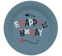 Folat 27468 Lot de 8 assiettes décoratives pour anniversaire d'enfant - Motif pirate - 23 cm - 8 pièces - Vaisselle de fête pirate pour fille et garçon