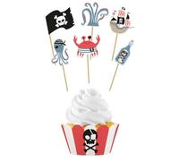 Folat 27482 anniversaire enfant décoration pour cupcakes Party-6 sets-Vaisselle fille et garçon de fête pirate, Multicolore