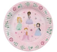 Folat 27486 Prinzessin Geburtstag Deko Rosa - Teller - Pretty Princess - 23 cm - 8 Stück - Prinzessin Partygeschirr für Prinzessinparty