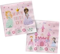 Folat 27487 Décoration d'anniversaire Princesse Rose - Serviettes - Pretty Princess - 250 ml -20 pièces - Vaisselle de fête de princesse pour fêtes de princesse