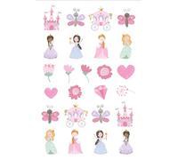 Folat 27499 Décoration d'anniversaire Princesse Rose - Tatouages - Pretty Princess - 6 pièces- Tatouages Crâne Princesse Chapeau Accessoires Princesse Fête