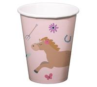 Folat 27502 Décoration d'anniversaire Cheval Rose - Gobelets - Happy Horses - 250 ml - 8 pièces - Vaisalle Party thème Cheval