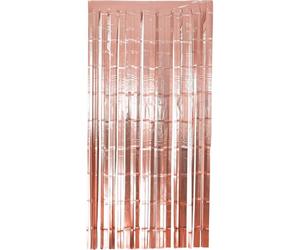 Folat 27596 Rideau de fête - Or Rose Mat - 1 x 2 m - Foil Fringe Rideau Tinsel pour Mur Photographie, Mariage, Anniversaire Party