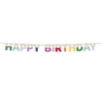 Folat 27786 Décoration d'anniversaire colorée-Guirlande de lettres-Bois-HAPPY BIRTHDAY-Stripetastic-4 m-Articles de fête pour enfants et adultes, Multicolore