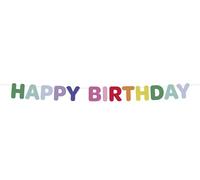 Folat 27787 Décoration d'anniversaire et de fête colorée - Guirlande de lettres - Feutre - "HAPPY BIRTHDAY" - Stripetastic - 4 m - Articles de fête pour enfants et adultes