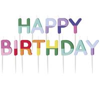 Folat 27788 Décoration d'anniversaire et de fête colorée - Bougies - "HAPPY BIRTHDAY" - Stripetastic - Articles de fête pour enfants et adultes
