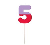 Folat 27794 Décoration d'anniversaire et de fête colorée - Bougie - Stripetastic - Numéro 5 - Articles de fête pour enfants et adultes