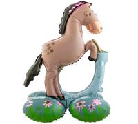 Folat 62938 Ballon Aluminium Debout En Forme De Cheval - 53 X 74 Cm - Décoration Anniversaire Cheval