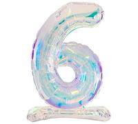 Folat 62951 Ballon Numéro 6 irisé en aluminium 72 cm - Sans hélium - Chiffres Décorations de fête pour anniversaire, baby shower, mariage, anniversaire de mariage
