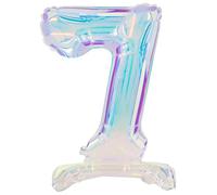 Folat 62952 Ballon Numéro 7 irisé en aluminium 72 cm - Sans hélium - Chiffres Décorations de fête pour anniversaire, baby shower, mariage, anniversaire de mariage