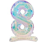Folat 62953 Ballon Numéro 8 irisé en aluminium 72 cm-Sans hélium-Chiffres Décorations de fête, baby shower, anniversaire de mariage