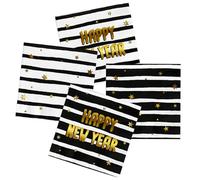 Folat 63756 Serviettes - BlackGold HNY - 33 x 33 cm - 20 pièces - Décorations de réveillon du Nouvel, Fournitures de fête Happy New Year, Bonne année