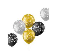Folat 63769 Ballons en latex - BlackGold HNY - Noir, Or, Argent - 6 pièces - Décorations de réveillon du Nouvel, Fournitures de fête Happy New Year, Bonne année