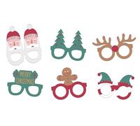 Folat 63778 Lunettes - Holly Jolly - Papier - 6 pièces Couleurs de Noël - Décoration de Noël, Décorations de fête de Noël, De Noël Photo Accessoires de fête