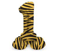Folat 63951 Ballon Aluminium Numéro avec base Chiffre 1 Tiger Chic 72 cm-Pour Date, Anniversaire, Décoration, pas besoin d'hélium, Coloré
