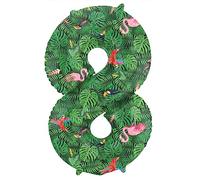 Folat 64158 Ballon Aluminium Numéro Chiffre 8 Jungle Vibes 86 cm-héliumballon pour Date, Anniversaire, Décoration, Vert, cm