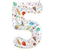 Folat 64175 Ballon Aluminium Numéro Chiffre 5 Joyful Party 86 cm - héliumballon pour Date d'anniversaire, Anniversaire, Décoration