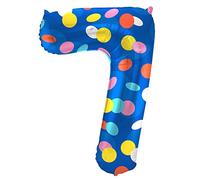Folat 64187 Ballon Aluminium Numéro Chiffre 7 Colorful Dots 86 cm - héliumballon pour Date d'anniversaire, Anniversaire, Décoration