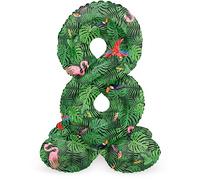 Folat 64738 Ballon Aluminium Numéro avec base Chiffre 8 Jungle Vibe 41 cm-Pour Date, Anniversaire, Décoration, pas besoin d'hélium, Vert