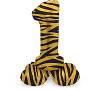 Folat 64751 Ballon Aluminium Numéro avec base Chiffre 1 Tiger Chic 41 cm - Pour Date d'anniversaire, Anniversaire, Décoration, pas besoin d'hélium