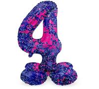 Folat 64774 Ballon Aluminium Numéro avec base Chiffre 4 Paint Splash 41 cm-Pour Date, Anniversaire, Décoration, pas besoin d'hélium, Coloré