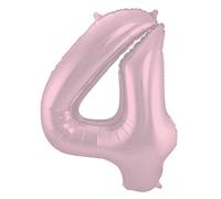 Folat 65954 Ballon Aluminium Numéro Chiffre 4 Rose Pastel Métallisé Mat 86 cm - héliumballon pour Date d'anniversaire, Anniversaire, Décoration