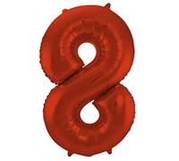 Folat 65988 Ballon Aluminium Numéro Chiffre 8 Rouge Métallisé Mat 86 cm - héliumballon pour Date d'anniversaire, Anniversaire, Décoration