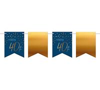 Folat 66440 Guirlande de Fanions Elegant True Blue 40 Ans - 6 mètres