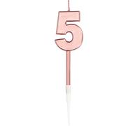 Folat 67033 Bougie Chiffre 3 Rose Doré Métallique