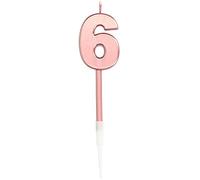 Folat 67036 Bougie Chiffre 6 Rose Doré Métallique