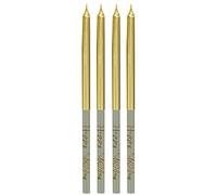 Folat 68490 Golden Dawn Bougies Gris Or 12,5cm 16 pièces - Bougies de Gâteau Joyeux Anniversaire, Décoration de Gâteau Topper d'anniversaire