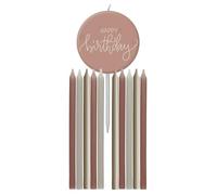 Folat 68711 Geburtstag Rosa, Champagner Gold-Ensemble de Bougies-Crème Rose-9,5 cm-pièces-Une décoration Happy Birthday attrayant et élégantes, Multicolore