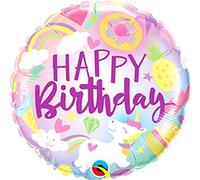 Folat 88010Q Ballon Gonflé à l'hélium 'Happy Birthday' Licorne 45cm - Unicorn Party Decorations