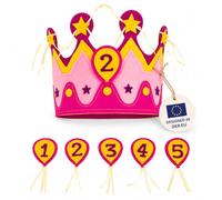 Folat Anniversaire d'enfant de 10 cartons Couronne en Forme de Chiffres de fête Accessoire einhe Rose/Jaune