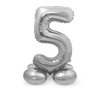 Folat - Ballon Aluminium avec base Chiffre 5 Argenté - 72 cm