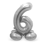 Folat - Ballon Aluminium avec base Chiffre 6 Argenté - 72 cm