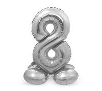 Folat - Ballon Aluminium avec base Chiffre 8 Argenté - 72 cm