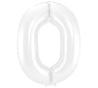 Folat - Ballon Foil Numéro 0 Blanc Métallisé Mat - 86 cm