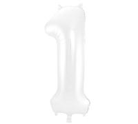 Folat - Ballon Foil Numéro 1 Blanc Métallisé Mat - 86 cm