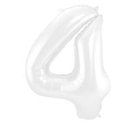 Folat - Ballon Foil Numéro 4 Blanc Métallisé Mat - 86 cm