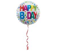 Folat - Ballon Gonflé à l'hélium Happy Bday - 45cm