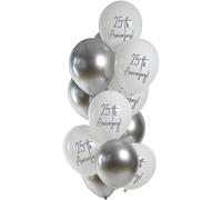 Folat Ballons en Latex Premium Ensemble-Silver Anniversary 33cm-12 pièces-Pour Anniversaire, Mariage, Diplôme, Cérémonie, Décorations de Fête, 25163, grand