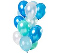 Folat Blue Azure Métallique 30cm-15 piècesLatex Ballons convient á Hélium pour Décoration de Fête, 69755, Bleu, 30 cm