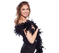 Folat Boa en Plumes Noir avec guirlandes argentées 180 cm, 62084