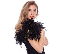 Folat Boa en Plumes Noir avec Pince Dorée 180 cm 62086